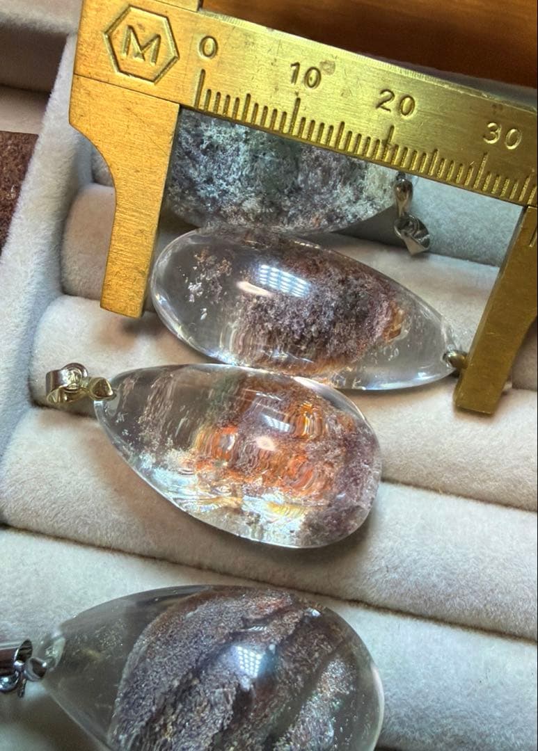 在庫処分！天然高透明四季ガーデンクォーツペンダントトップ金具s925刻大きめ6個