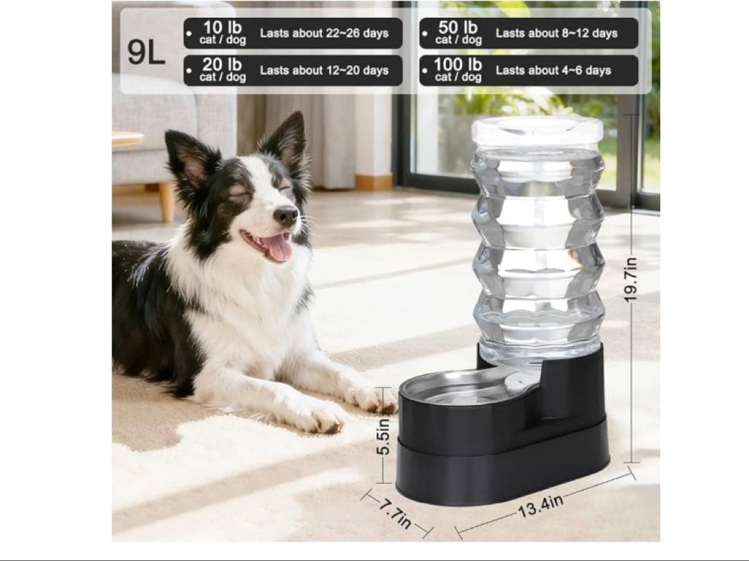 【RIZZARI】自動ペット給水器 ステンレススチールウォーターディスペンサー