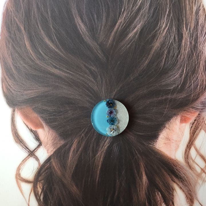 【950】ライトブルー×シュガーホワイト   レジンヘアゴム