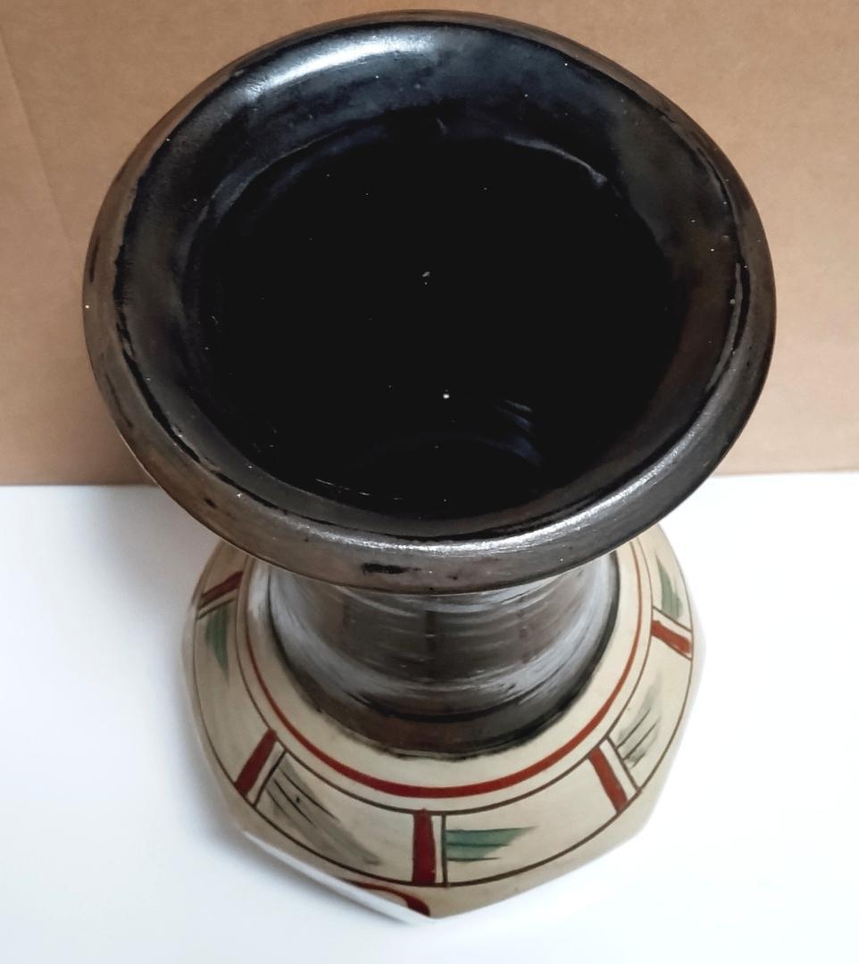 沖縄壺屋焼き　大型花器（花瓶）　高さ約３７ｃｍ　重さ約３．８ｋｇ　中古品