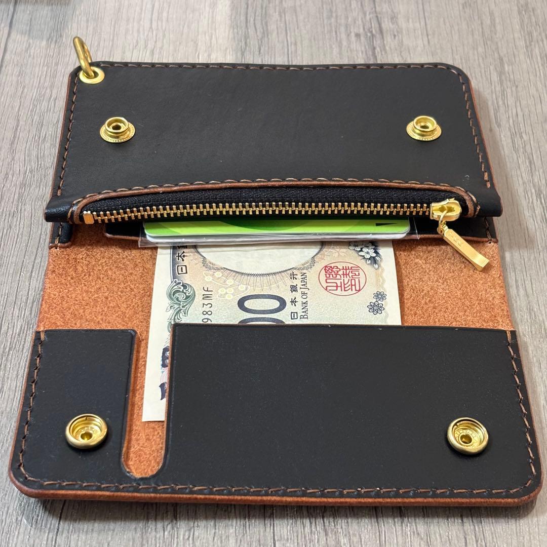 ハンドメイド 栃木レザー ミドルトラッカーウォレット