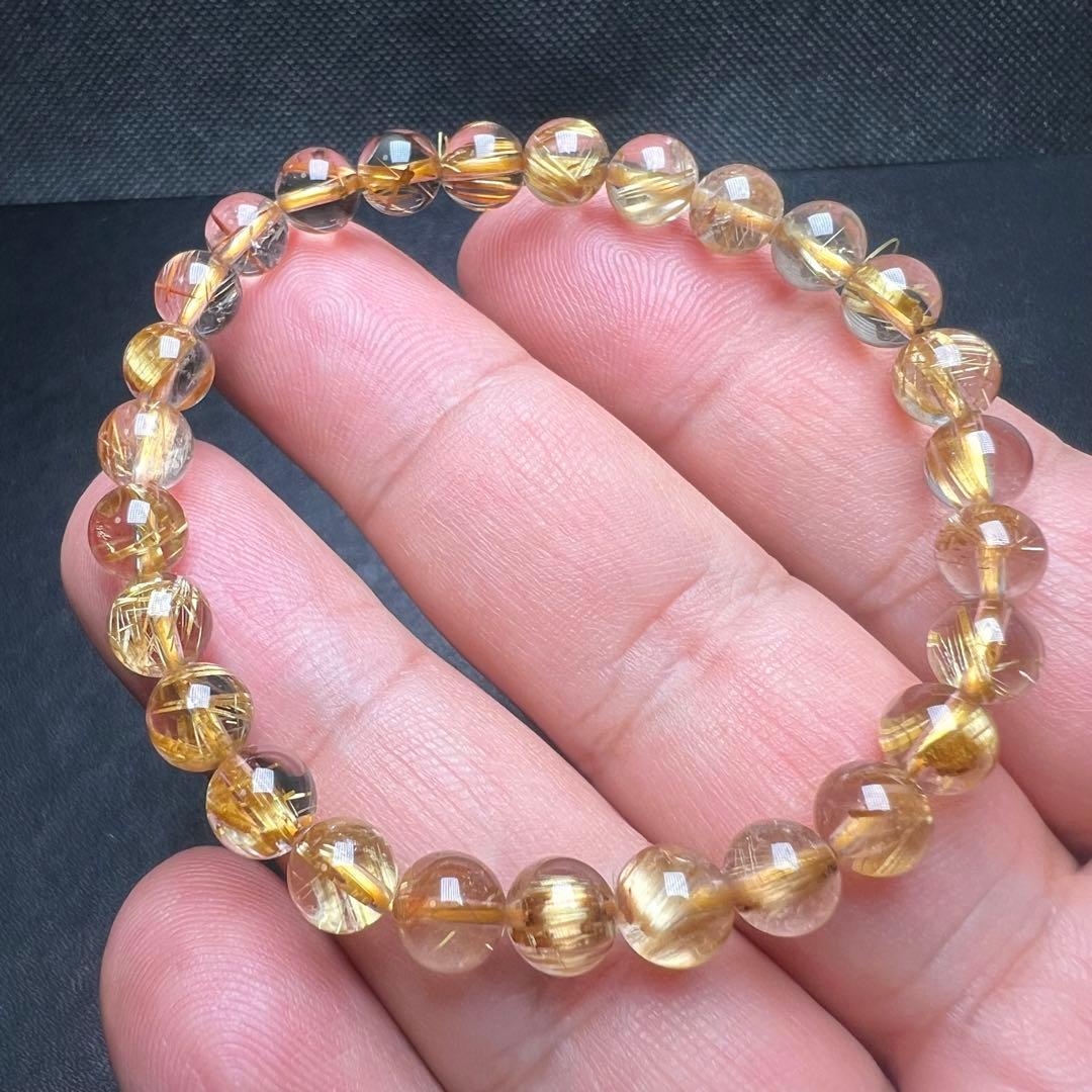 【64137】ハイグレード ゴールドルチルクォーツ 6.8mm ブレスレット
