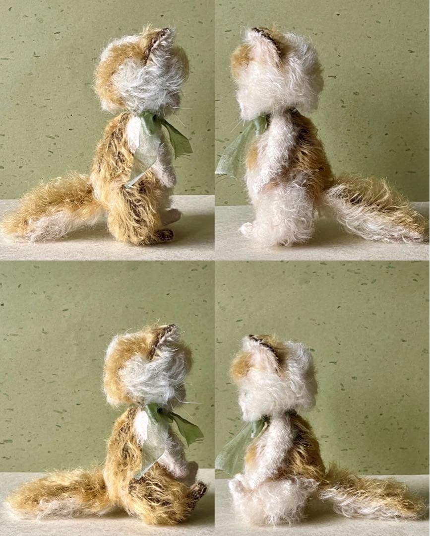 ペリドット瞳の仔猫 ぬいぐるみ ハンドメイド 海外作家様 ねこ テディベア