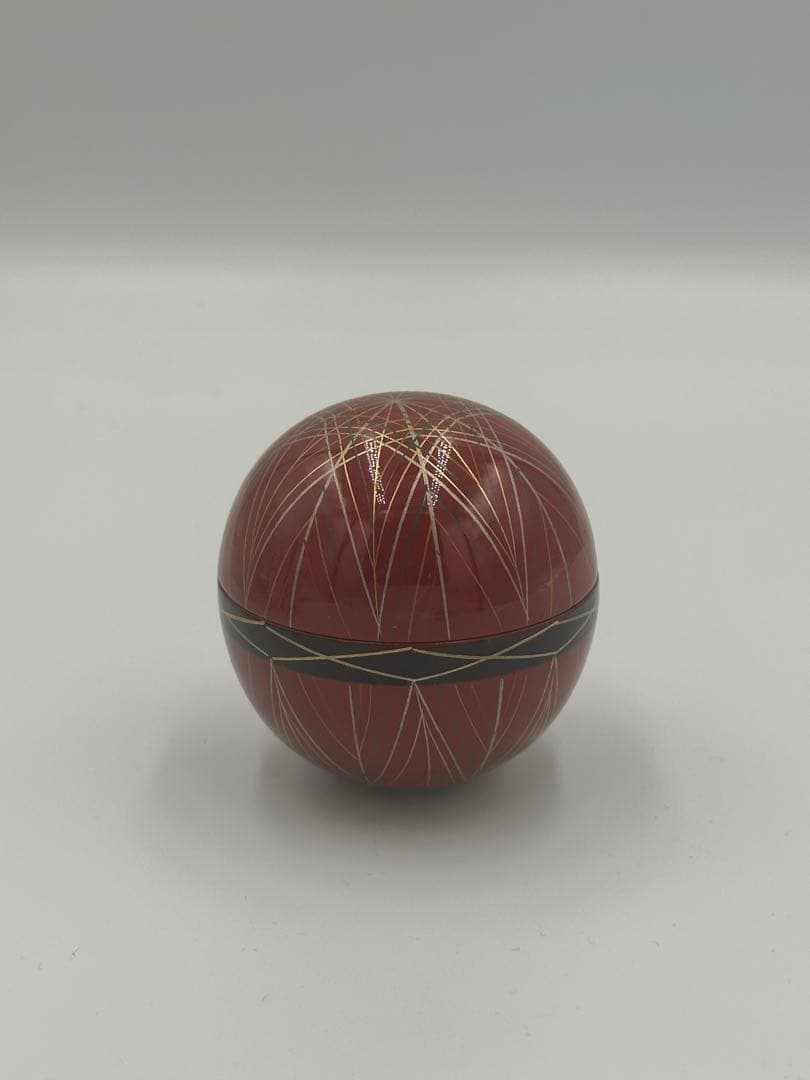 「セール中」 手まり蒔絵　日の丸棗　松峰作　茶道具
