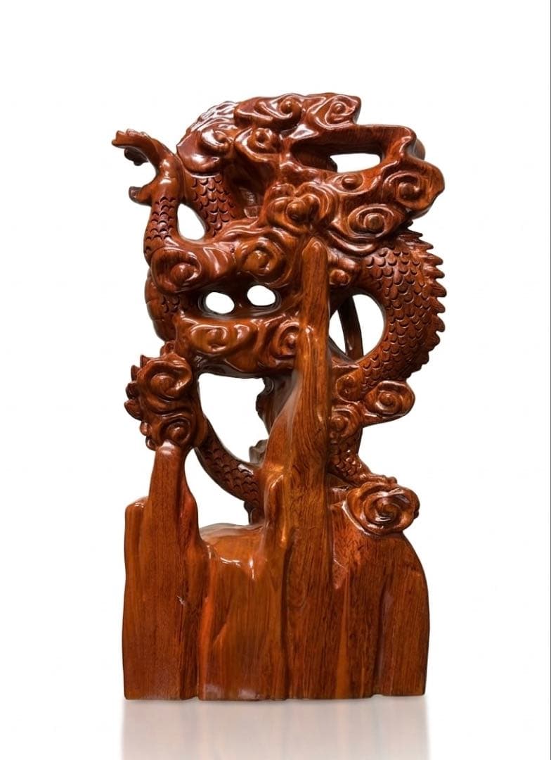 花梨　龍神如意宝珠（高さ４８cm）