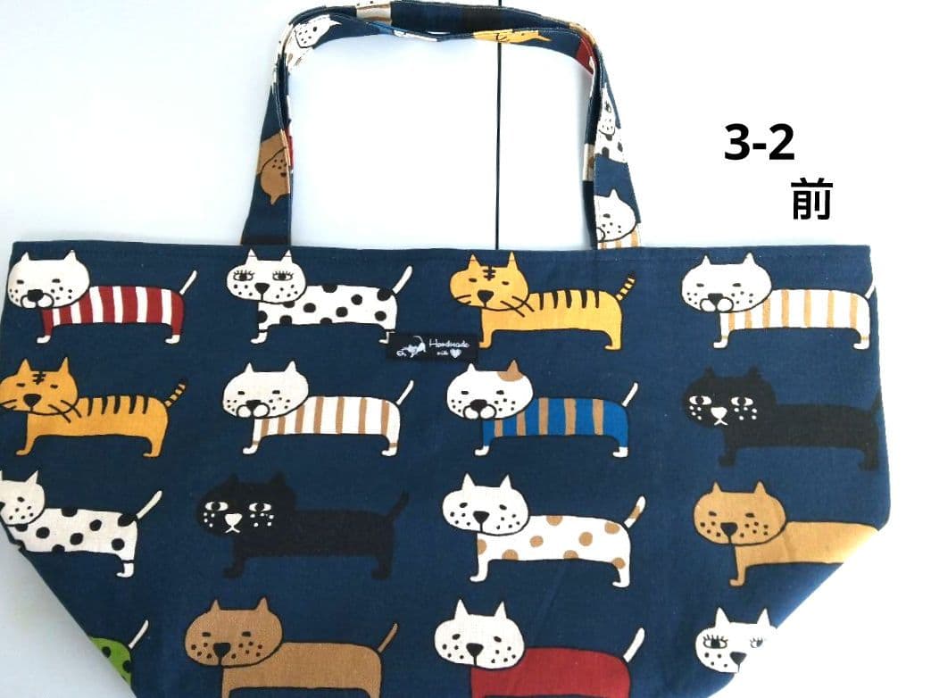 専用 コットンこばやしビッグ猫柄・ご希望寸法・ご希望裏生地整列猫エコバック3点