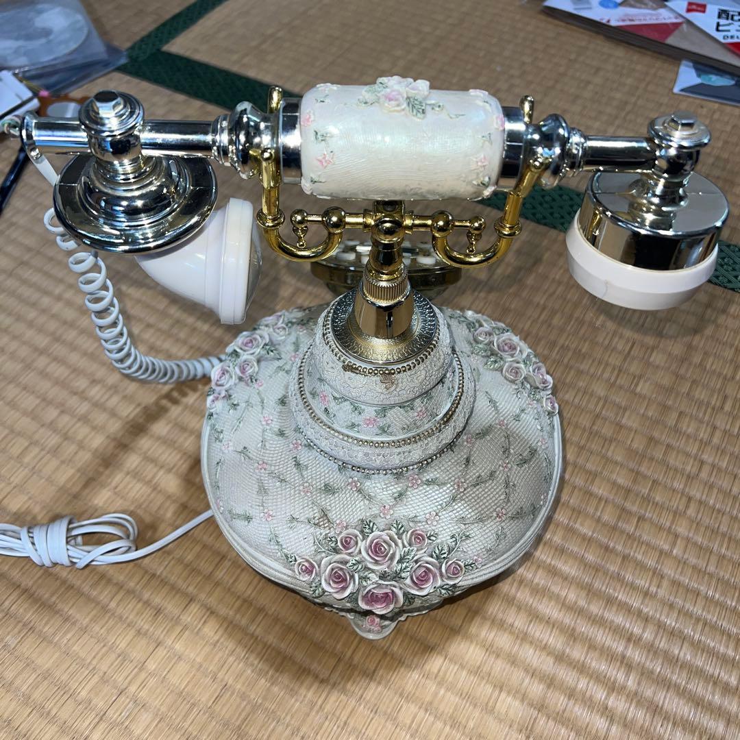 【貴重】レトロ電話 花柄装飾