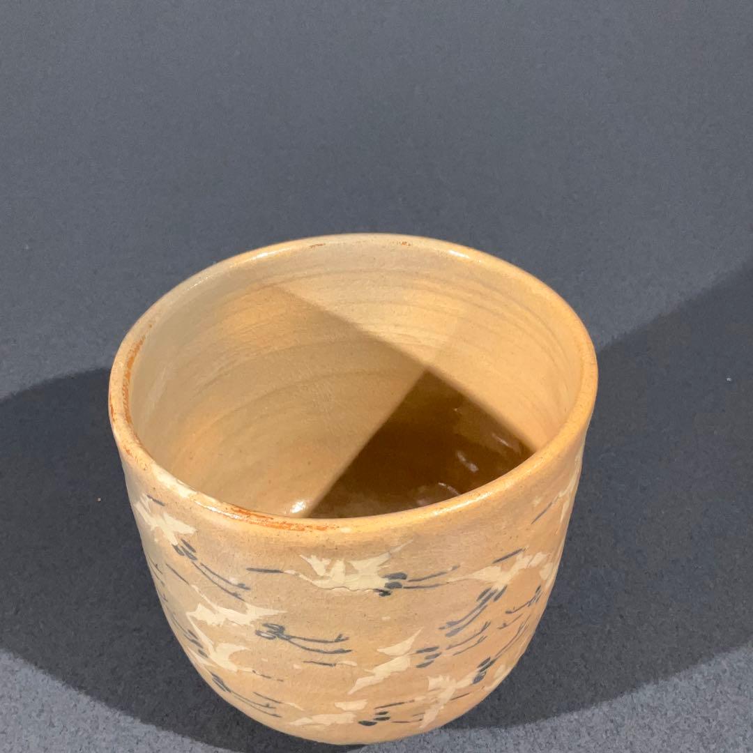 【抹茶碗】筒茶碗　十一代長岡空権　群鶴図　2月　茶道具　R0880ダN