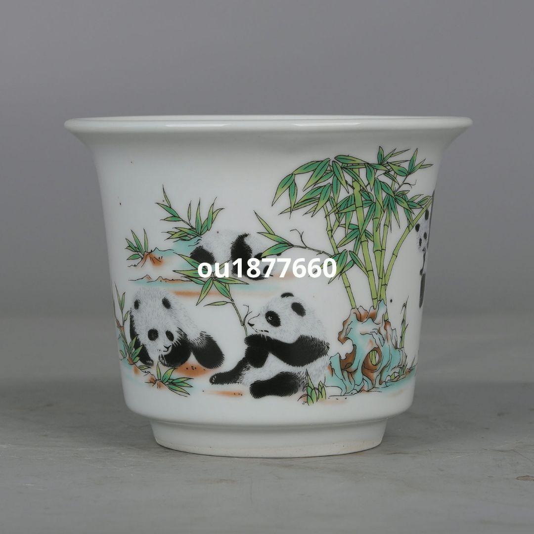 パステルパンダ円形鉢 盆栽鉢 磁鉢山野草鉢 多肉植物 植木鉢 小品大品陶器鉢置物