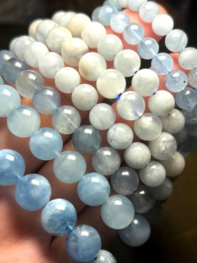天然石 アクアマリン ブレスレット 8本まとめ売り（10mm〜6mm）新品未使用