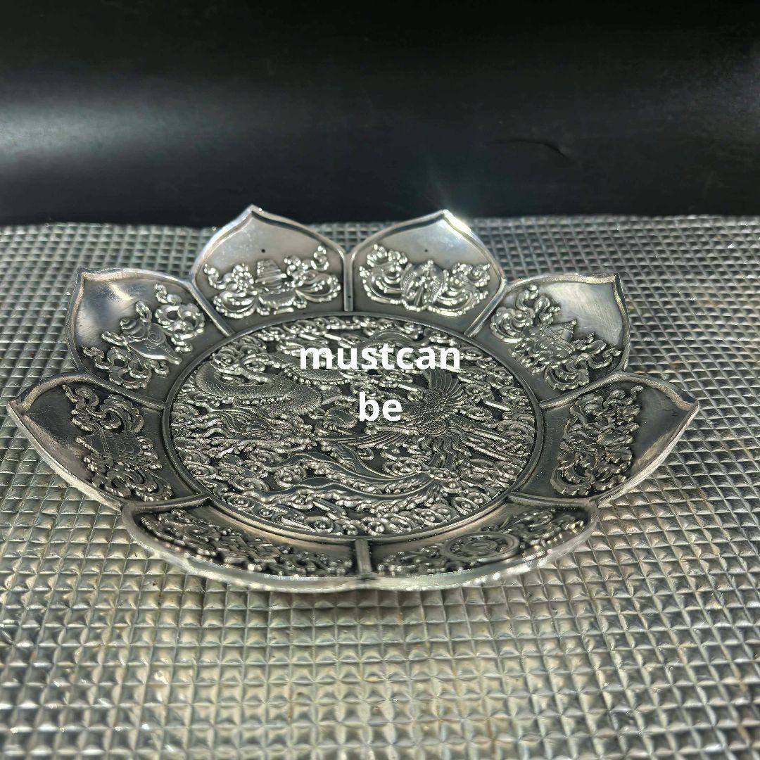 銅器 浮彫龍鳳五福盤 仏牒 工芸品 置物