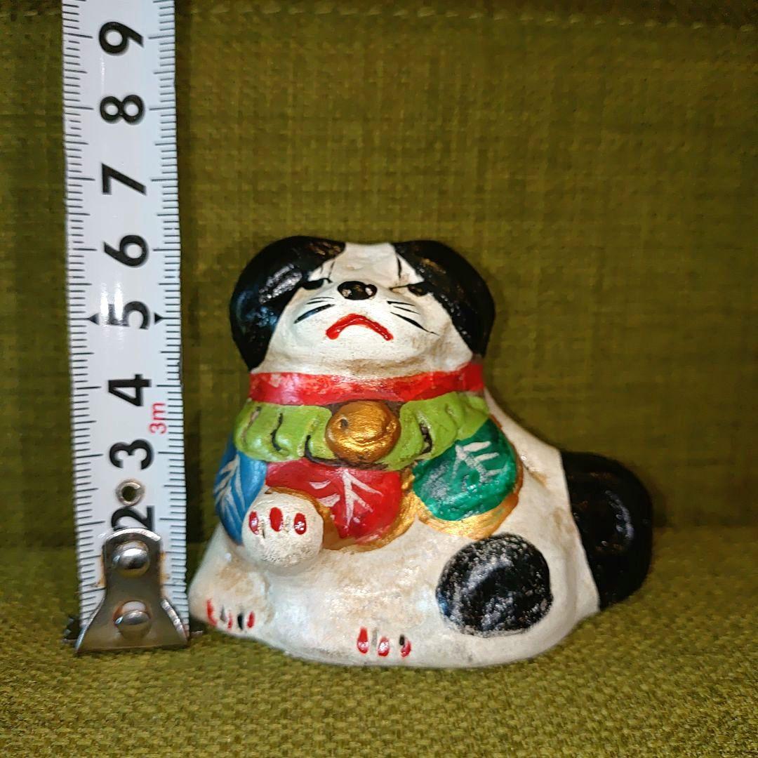 昭和レトロ　土人形　狆　お手をしている犬の陶器鈴置物