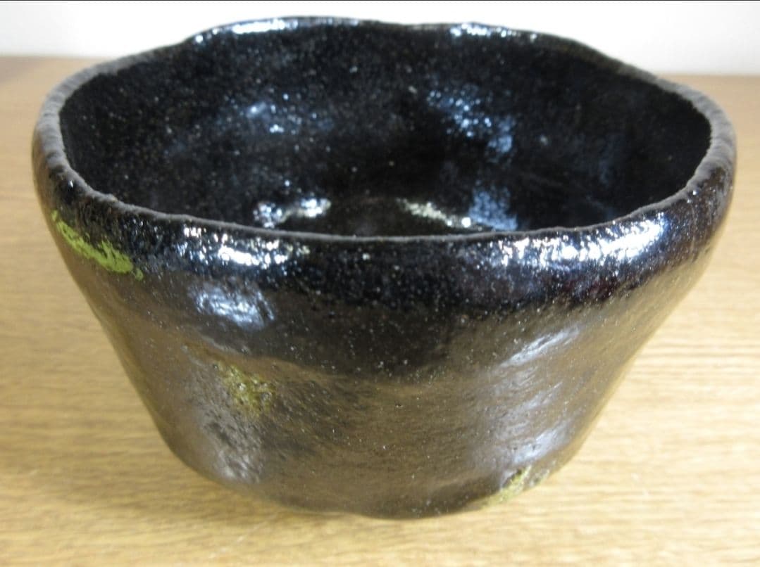 真作保証 二代 小川長楽 自作 黒茶碗 楽焼 (楽吉左衛門 14代 淡々斎)京都