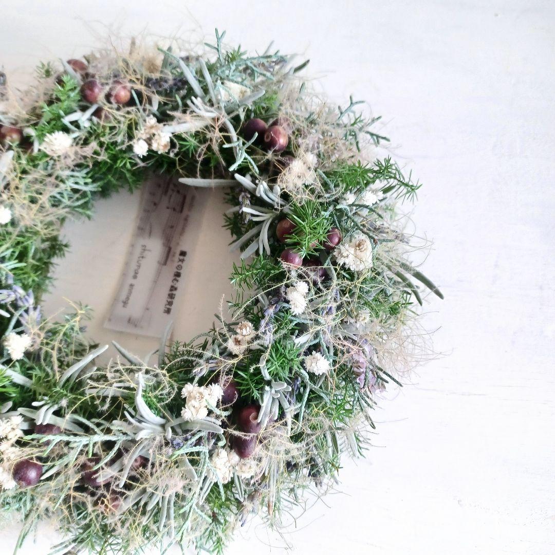 【魔女の棲む森 ～雪の日の花畑～】ドライフラワー リース クリスマスリース