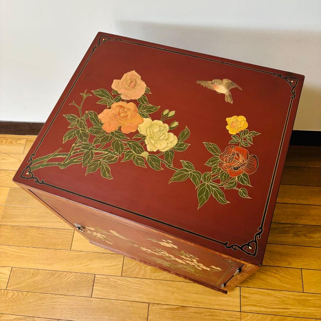 【希少品】中国美術　中国家具　最高級　箪笥　花柄　小鳥　花鳥画 送料込み