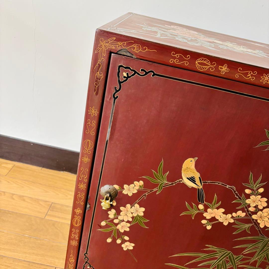 【希少品】中国美術　中国家具　最高級　箪笥　花柄　小鳥　花鳥画 送料込み
