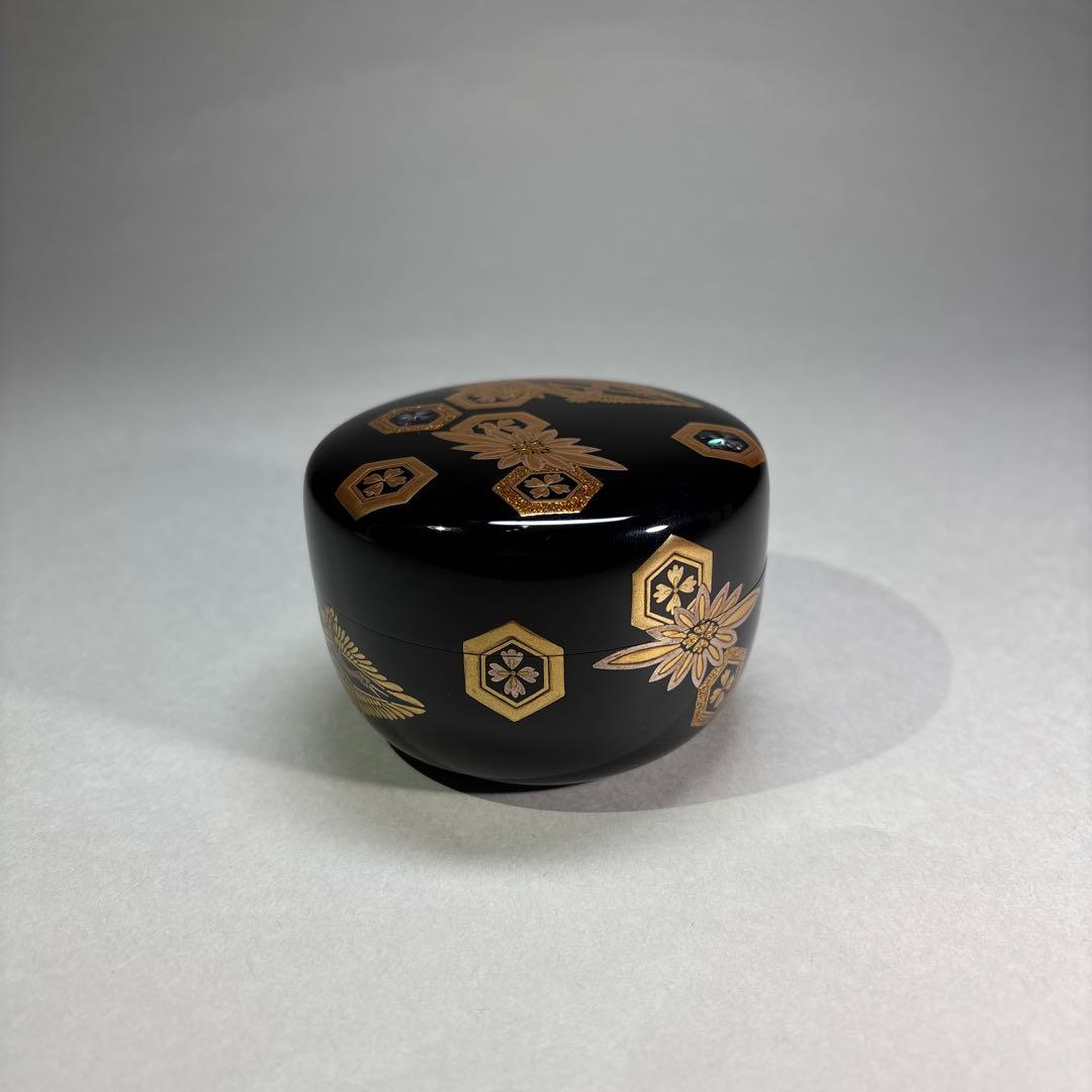大下宗香　吉祥紋蒔絵　平棗 内平目銀地(桐箱入)