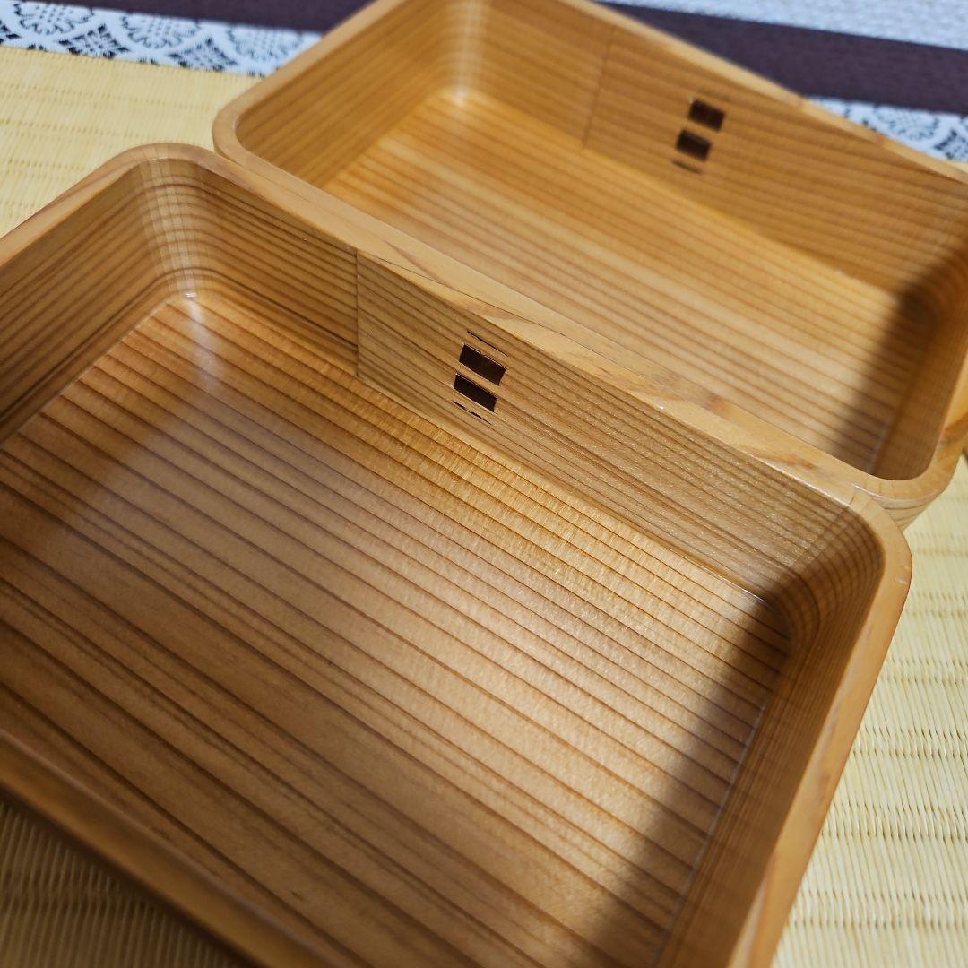 曲げわっぱ　新品未使用品　二段弁当箱　天然木　秋田杉　大館工芸　趣味の秋田杉