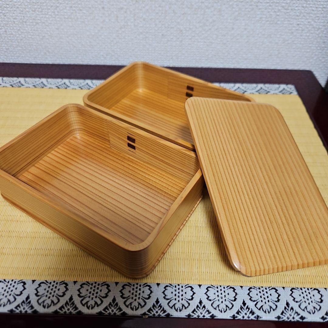 曲げわっぱ　新品未使用品　二段弁当箱　天然木　秋田杉　大館工芸　趣味の秋田杉