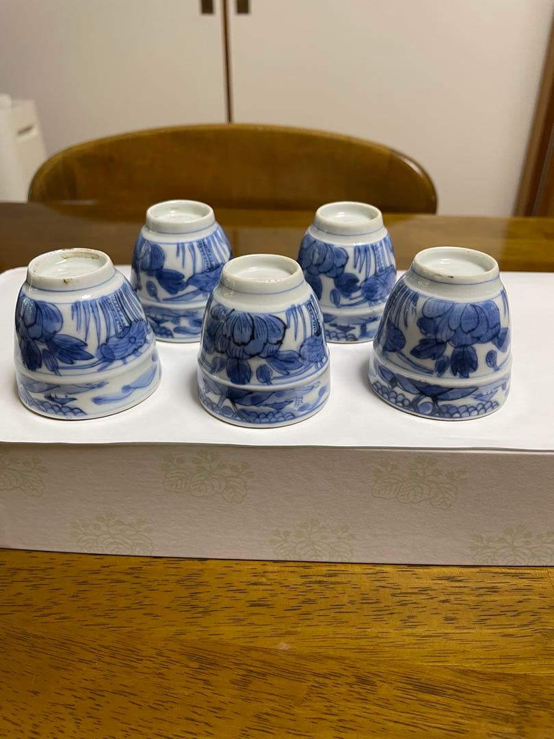 古伊万里　染付帯巻煎茶碗5客揃　骨董
