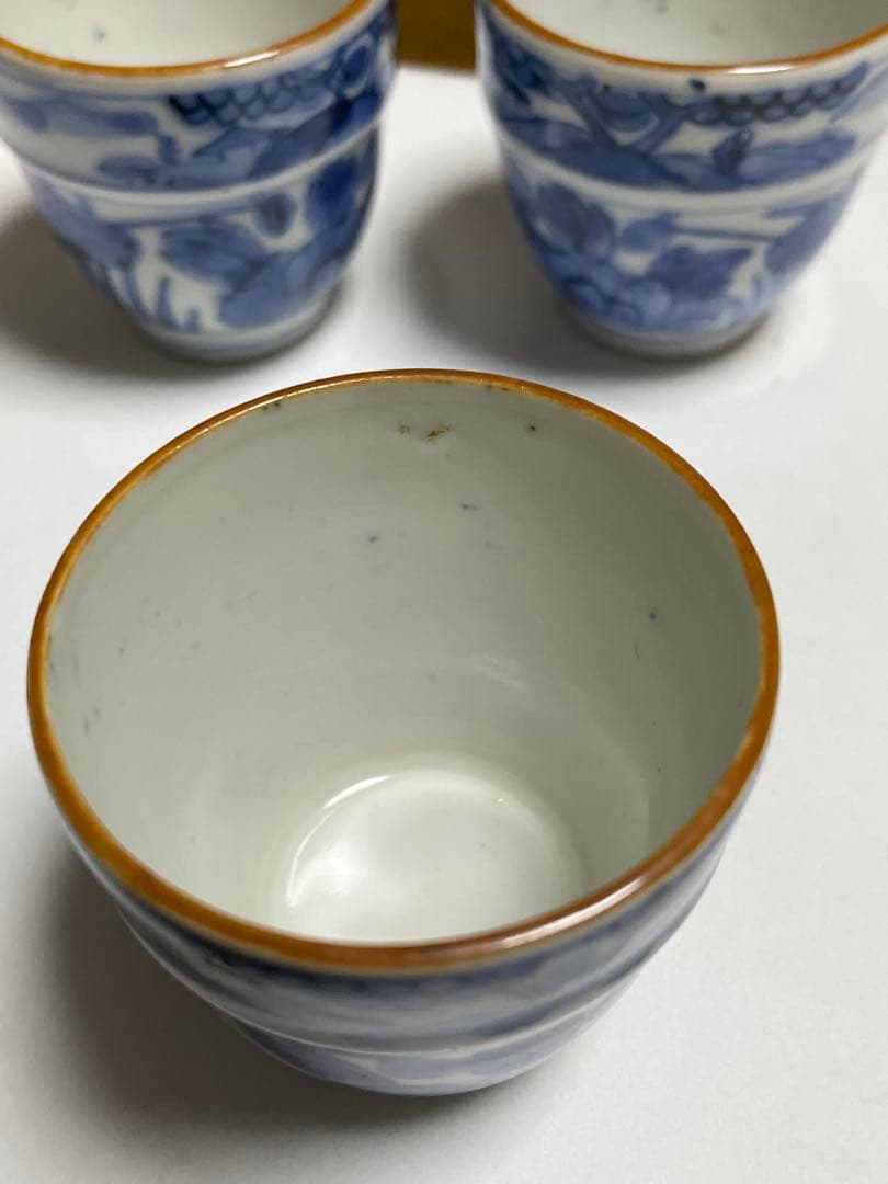 古伊万里　染付帯巻煎茶碗5客揃　骨董