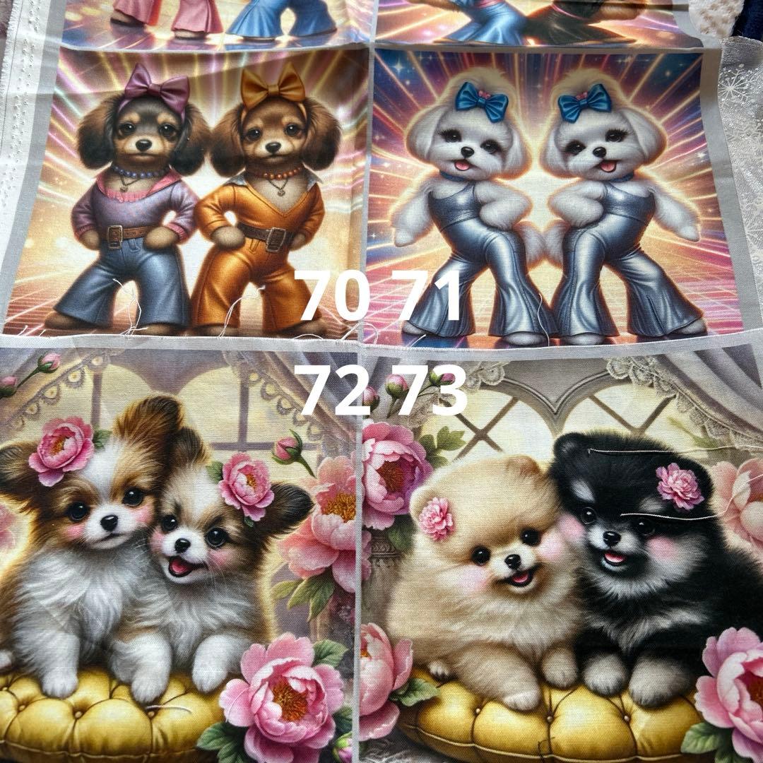 オーダー受付　4重ガーゼハンカチ　パネル生地　犬猫柄　5枚セットSALE