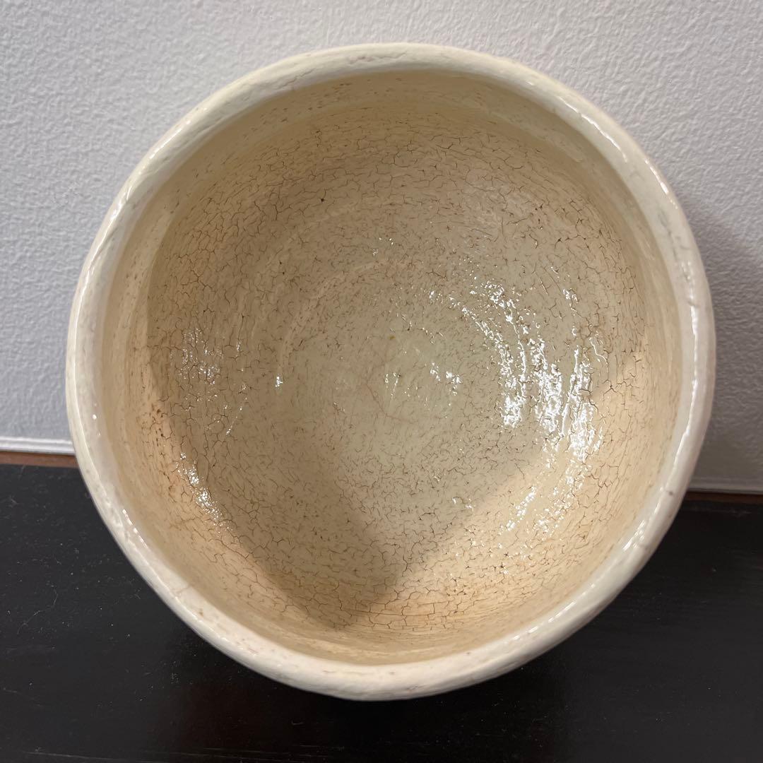 伊東桂楽　楽焼　白楽　抹茶茶碗　なでしこ絵　共箱　抹茶道具　送料無料