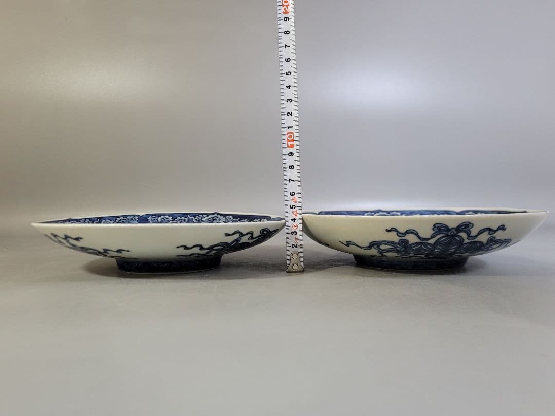 DT599 菊御紋 徳川紋 染付 鍋島皿 一対 希少