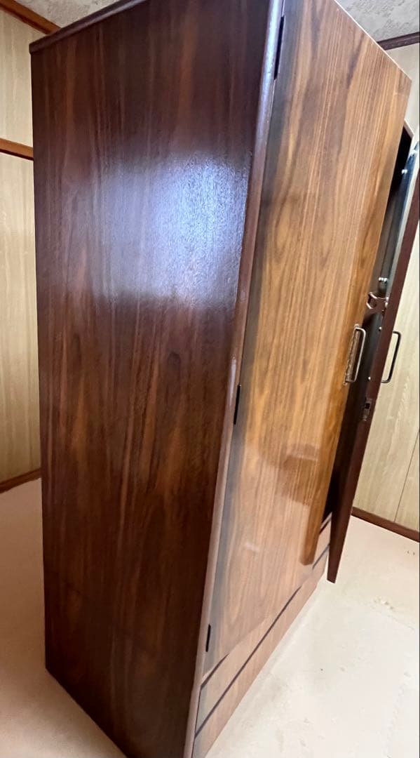 送料込 年代物 収納 タンス ハンガーパイプ 引き出し付 アンティーク
