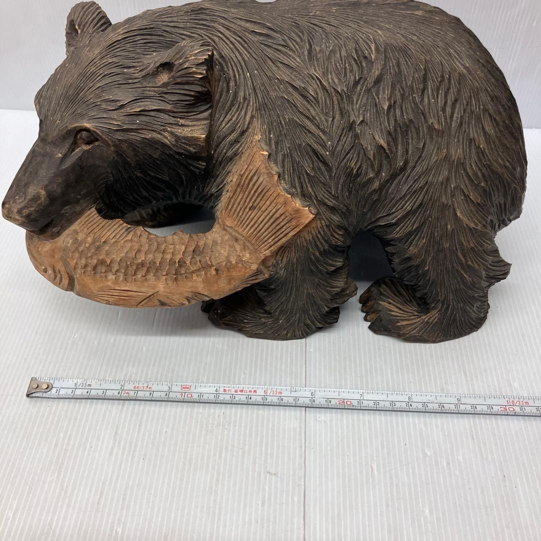 【工芸品/熊/置物】銘あり　木彫り　木彫　木製 彫刻　縁起物　インテリア