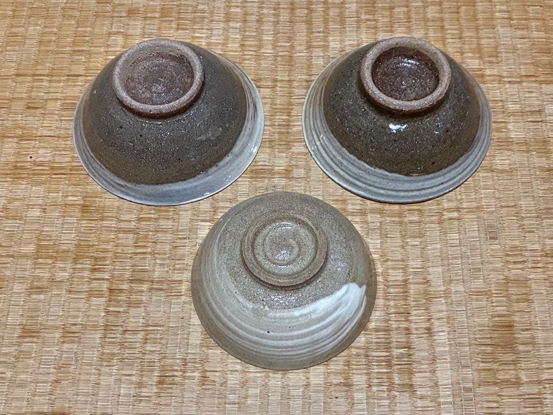 茶道具 刷毛目 茶碗 陶器 渦巻き模様 三点 まとめて