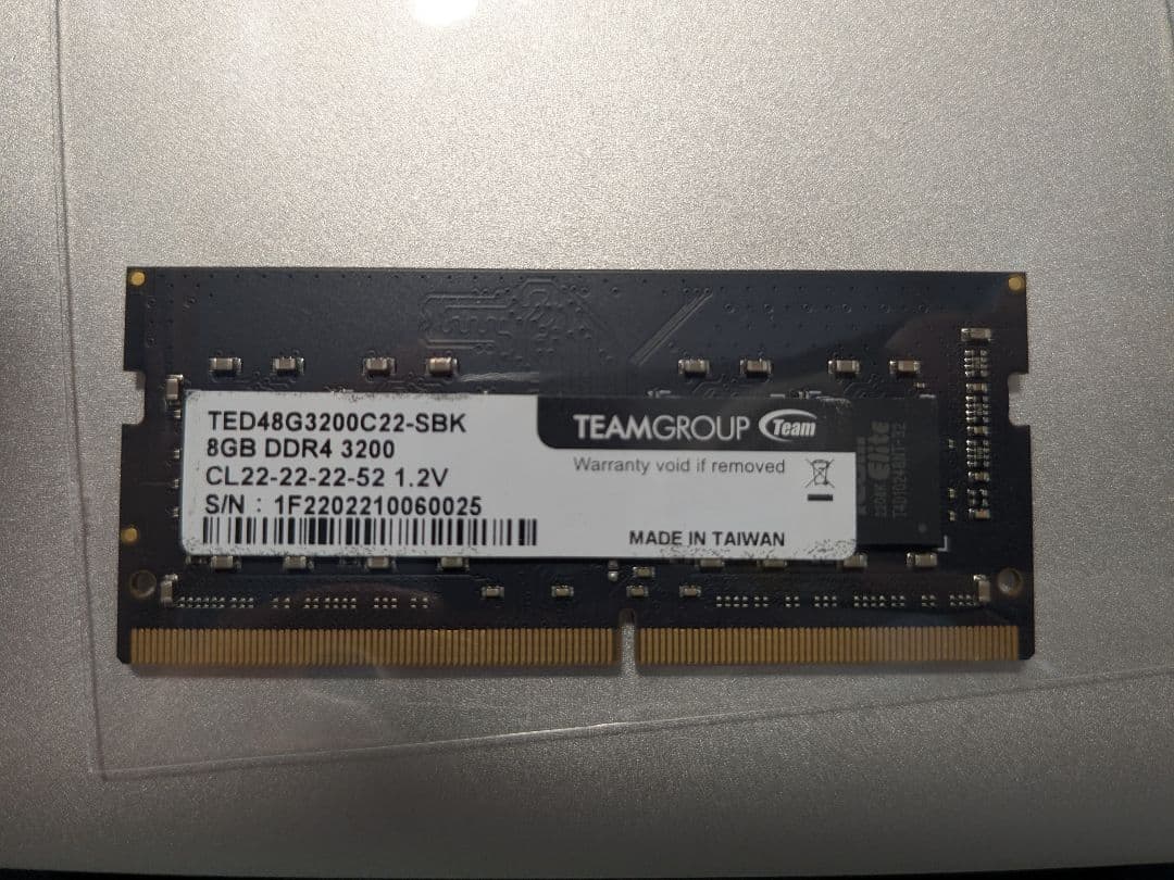 ノートPC用メモリ 8GB×2枚（計16GB）DDR4-3200