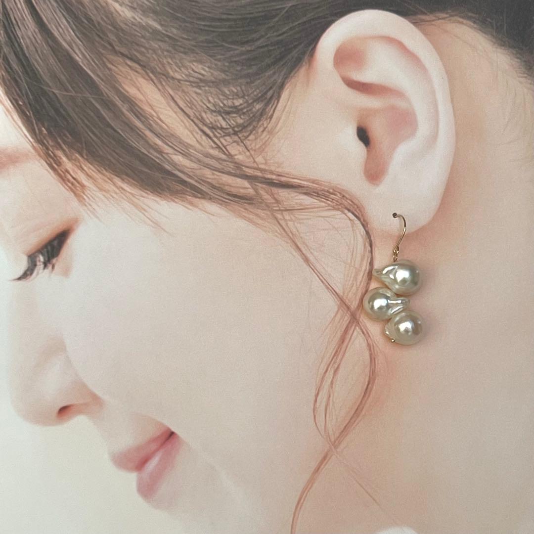 新品　K10　バロックアコヤパール. 8.5〜9.0mm ぶどうみたいなピアス