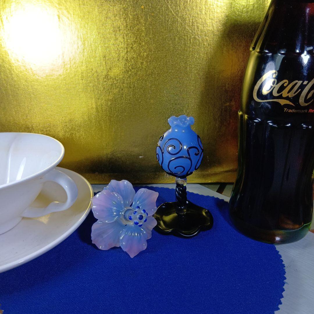 青紫の花形ガラスアート