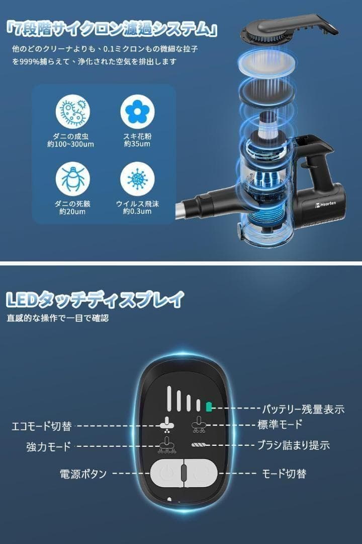 【R1754-63-108】掃除機 コードレス 55,000PA 超強力吸引