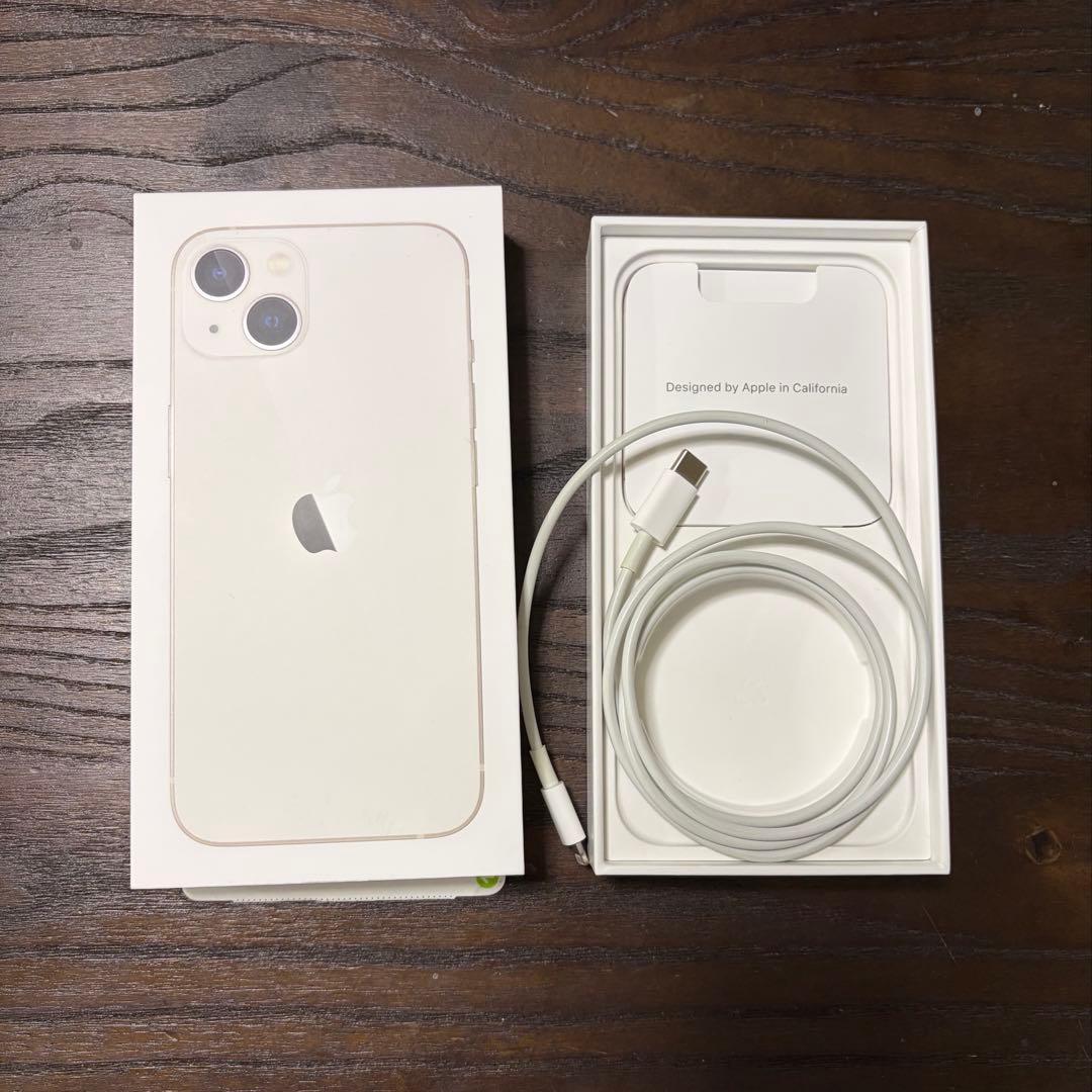 iPhone13 スターライト 128GB 82% 箱、充電ケーブル付き