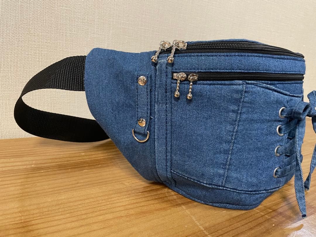 ハンドメイド　デニムリメイク　ウエストポーチ　ボディバッグ