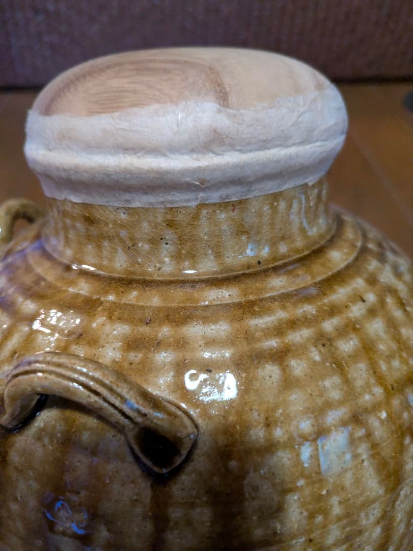 陶器 茶釜 木製の蓋付き