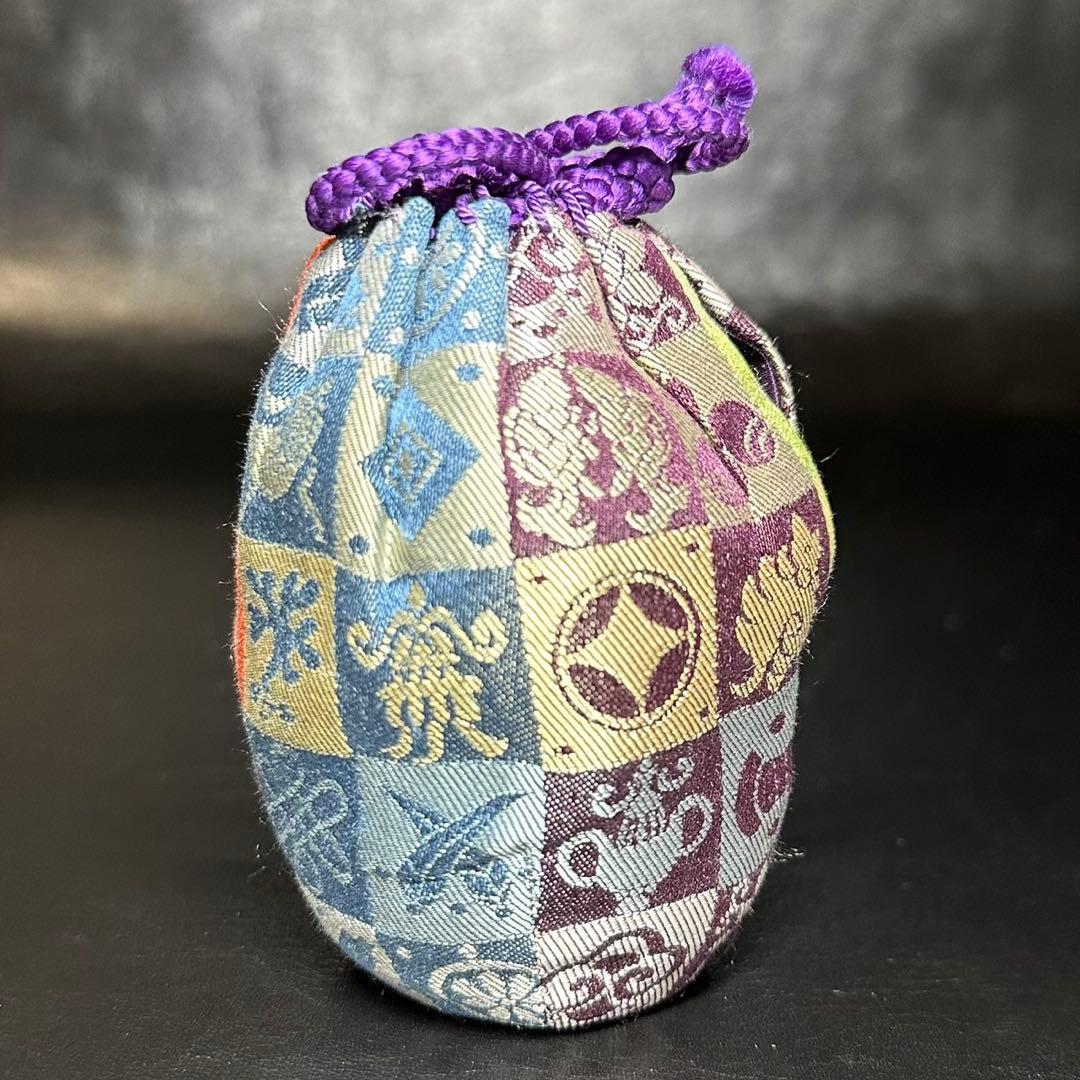 茶道具！古瀬戸 肩衝 茶入！市松模様宝尽間道！『加藤 唐三郎』造！共箱/仕覆付！