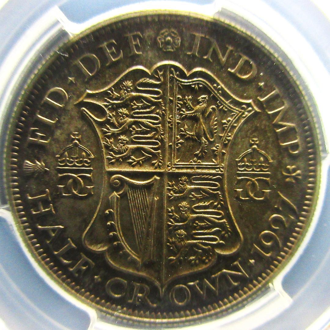 1927 イギリス 1/2クラウン 銀貨 ジョージ NGC アンティーク 