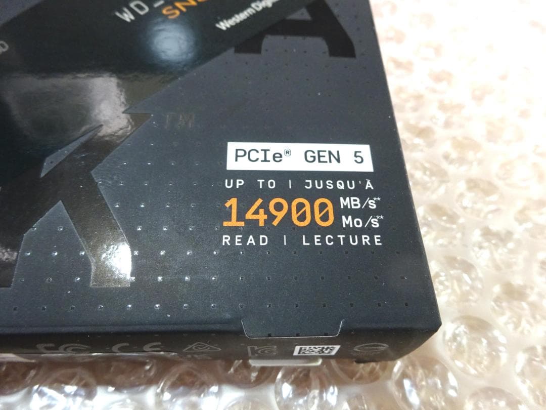 新品PCIe5.0 WD SN8100 1TB 14900MB/s AIゲーム