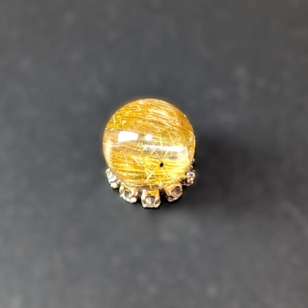 ゴールド キャッツアイルチル 8ミリ 1粒売り 金針水晶 パワーストーン お守り