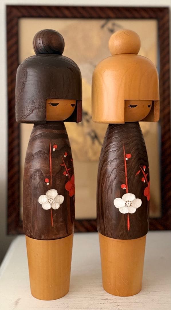 卯三郎作 こけし ペア作品・36cm 存在感という言葉が似合う