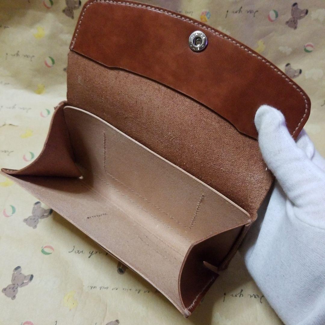 牛革　ブラウン系✖️ヌメ革　コンパクト長財布　ハンドメイド長財布