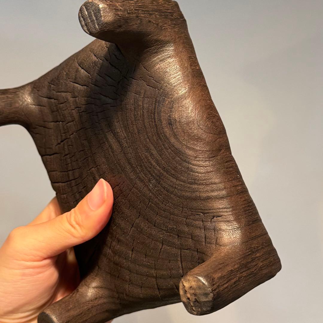 卓 花台 木製 香炉台 根卓 盆栽台 クスノキ14.8*12.4*6cm