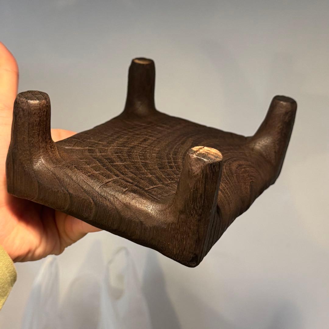 卓 花台 木製 香炉台 根卓 盆栽台 クスノキ14.8*12.4*6cm