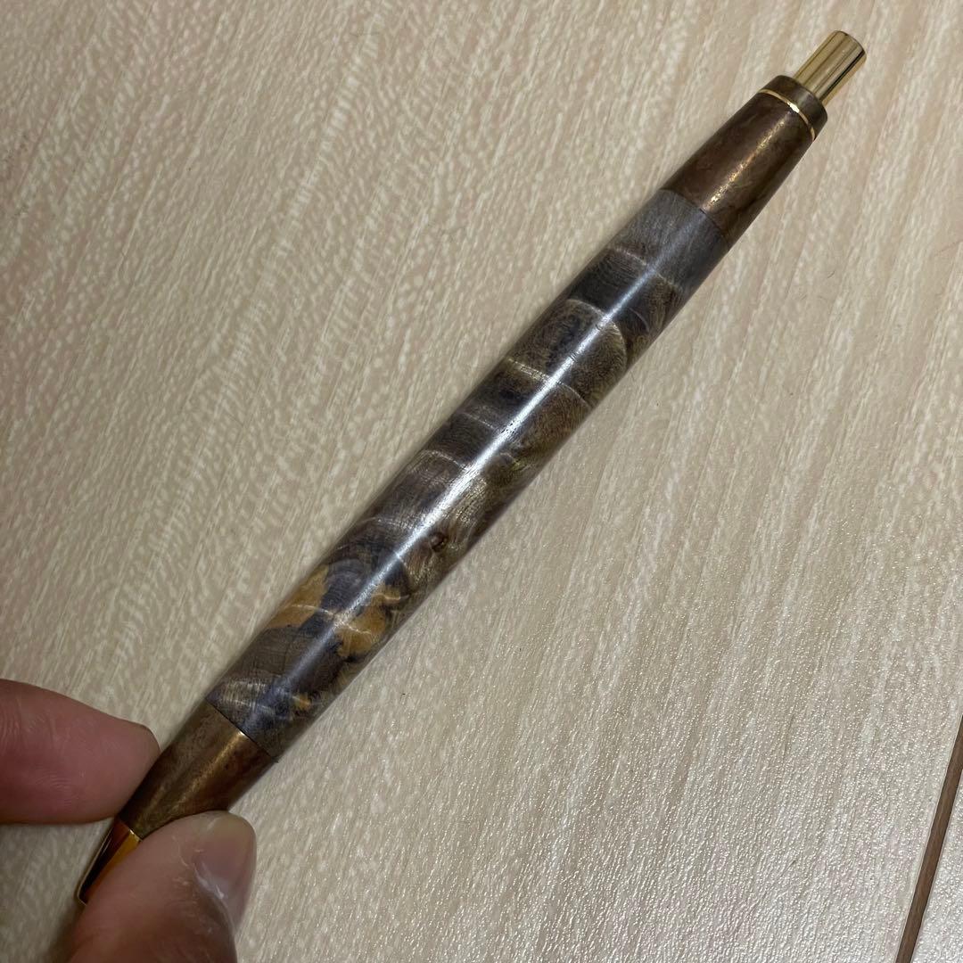 野原工芸　斑紋孔雀色金具　トチコブ特価品　ボールペン