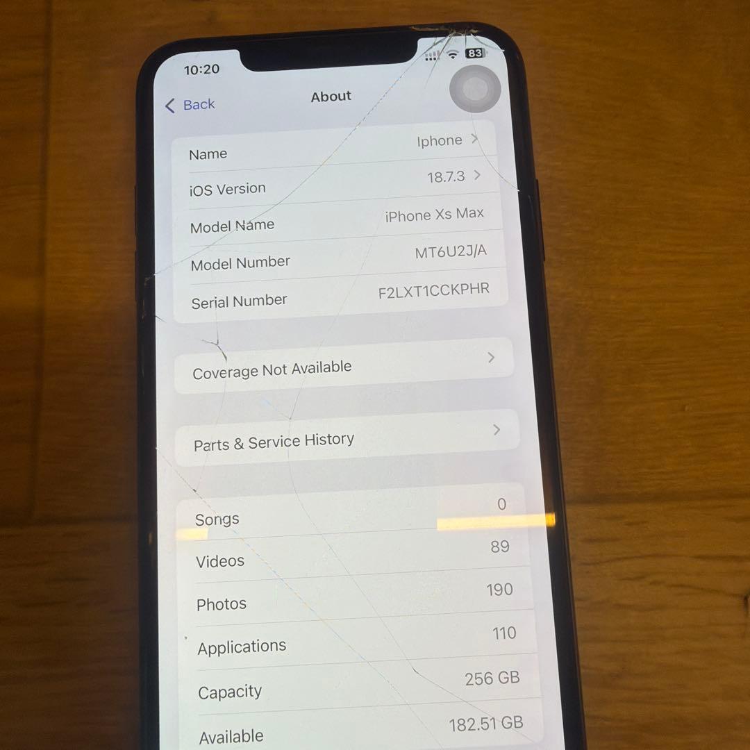【ジャンク】iPhone XS Max 256GB スペースグレー