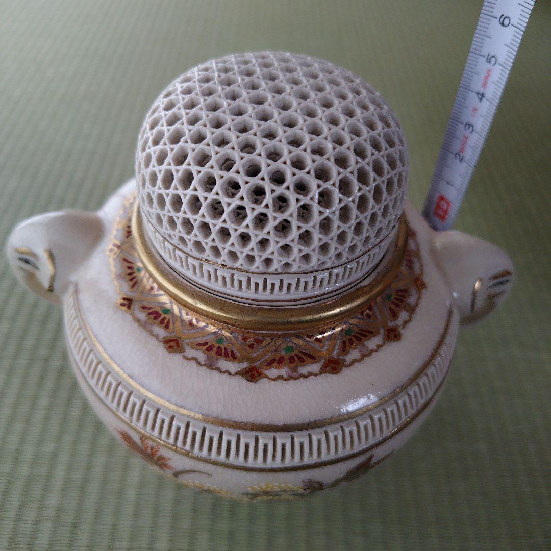 秋草図双耳三足香炉 坂下光石 (造) 茶道具 /香道具