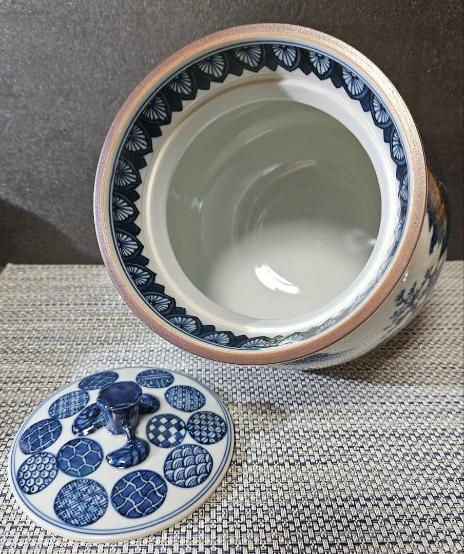 【秀逸品❗】清水焼　京焼　名工　山本壹楽造　染付　山水絵　水指　共箱　茶道具